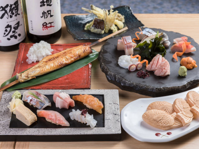 Grilled fish and Sushi Yakino Uojima 요리