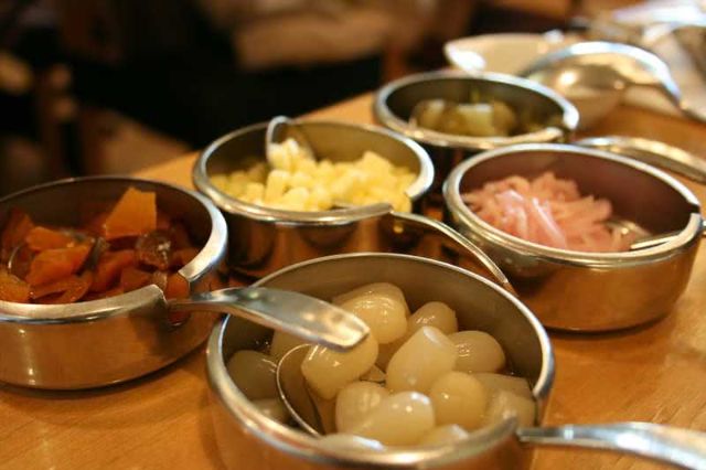 1. Eating curry with tsukemono (Japanese pickles)