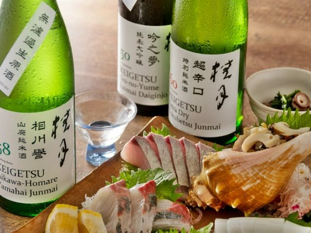Seasonal fish from Kochi paired with sake directly from the brewery