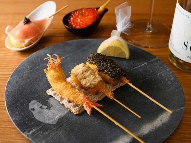 Satisfy all five senses with creative kushikatsu made from fresh ingredients
