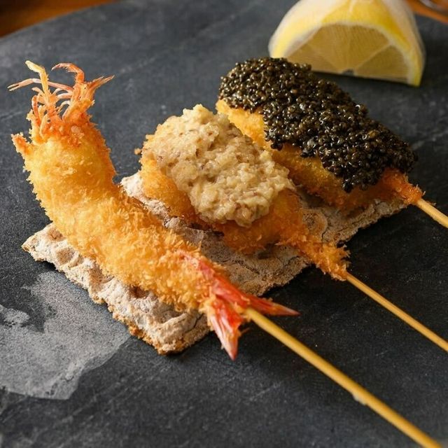 虫明焼/Ushiage yaki Sousaku Kushiage Tsuda in Tokyo: Nagoya's Popular Light & Lavish