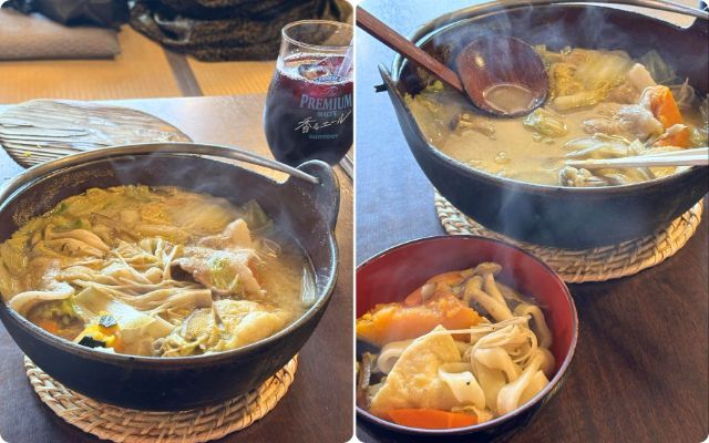 12:30 ほうとう歩成에서 명물 "황금ほうとう"를 실식!